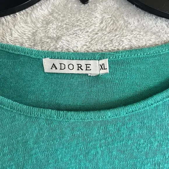 Adore Teal Tapestry Fringe Sweater Size XLarge One Sleeve  One Open Side - Picture 5 of 7